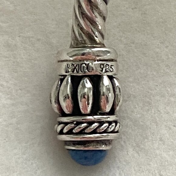 Sterling Silver 925 Mexico Chunky Blue Sodalite Twisted Rope Cuff Bracelet 6.25" - Picture 7 of 16